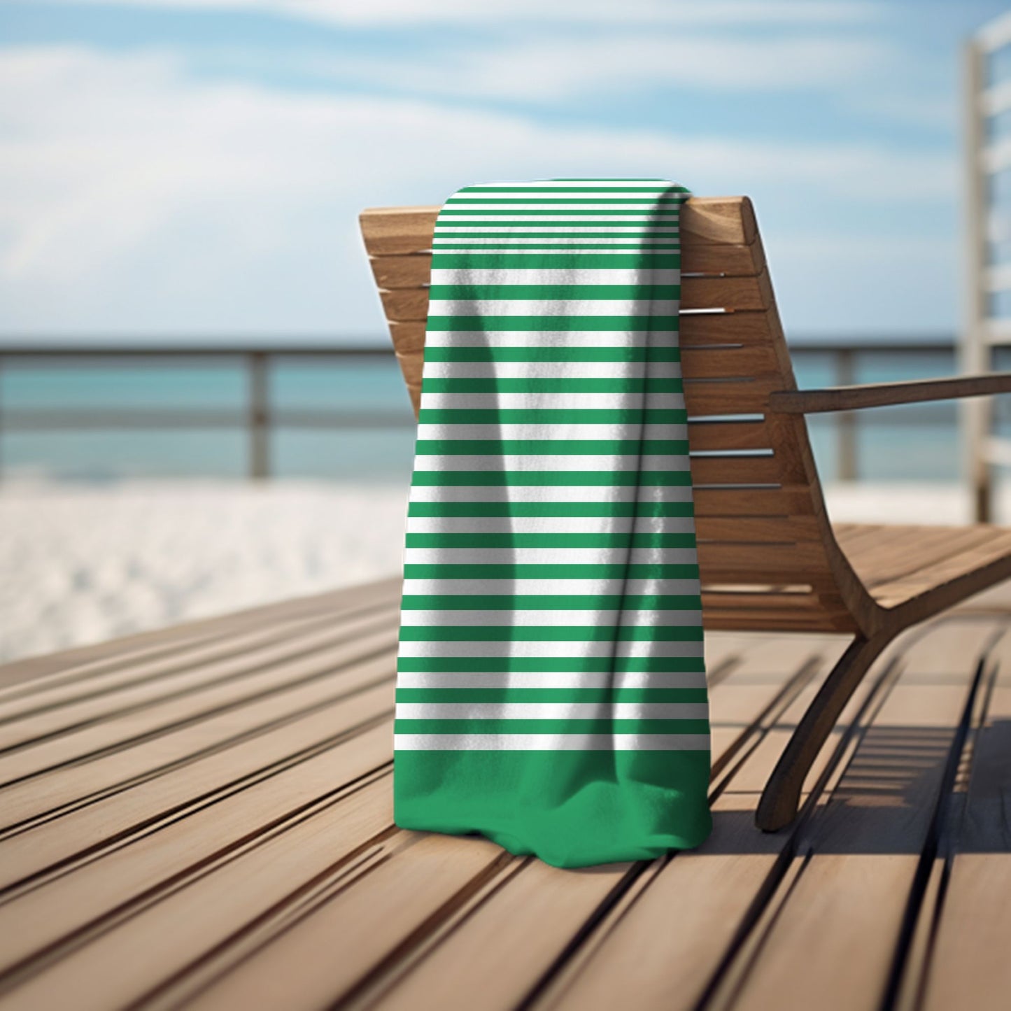 Green Stripes Beach Towel