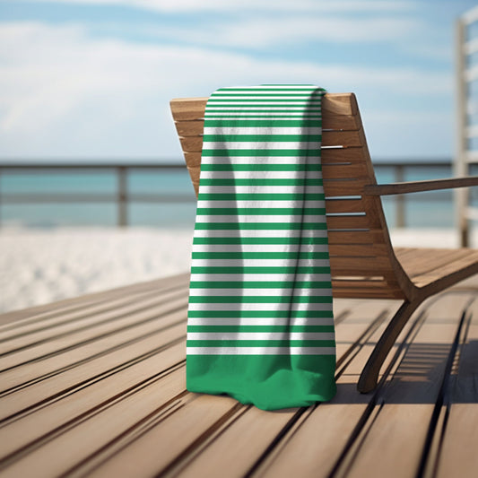 Green Stripes Beach Towel