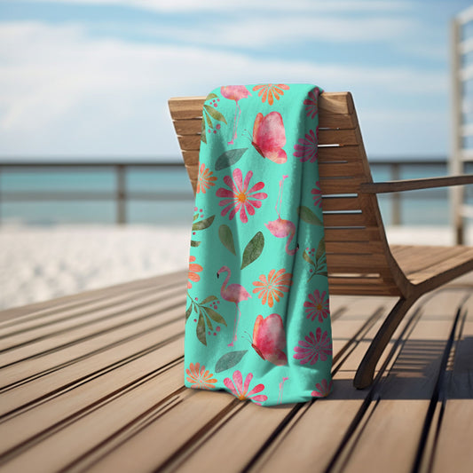 Flamingo Flair Beach Towel