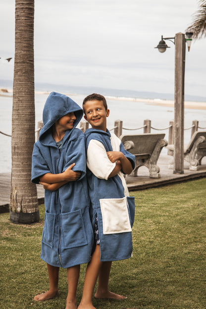 Sky Blue and Cream Hooded Towel