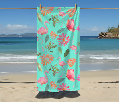 Flamingo Flair Beach Towel